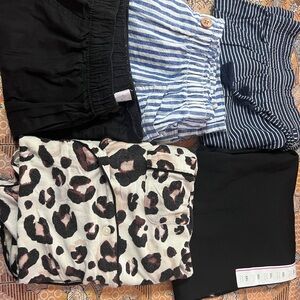 Kids Leopard Print and Solid Pull-On Bottoms - Black & Cream